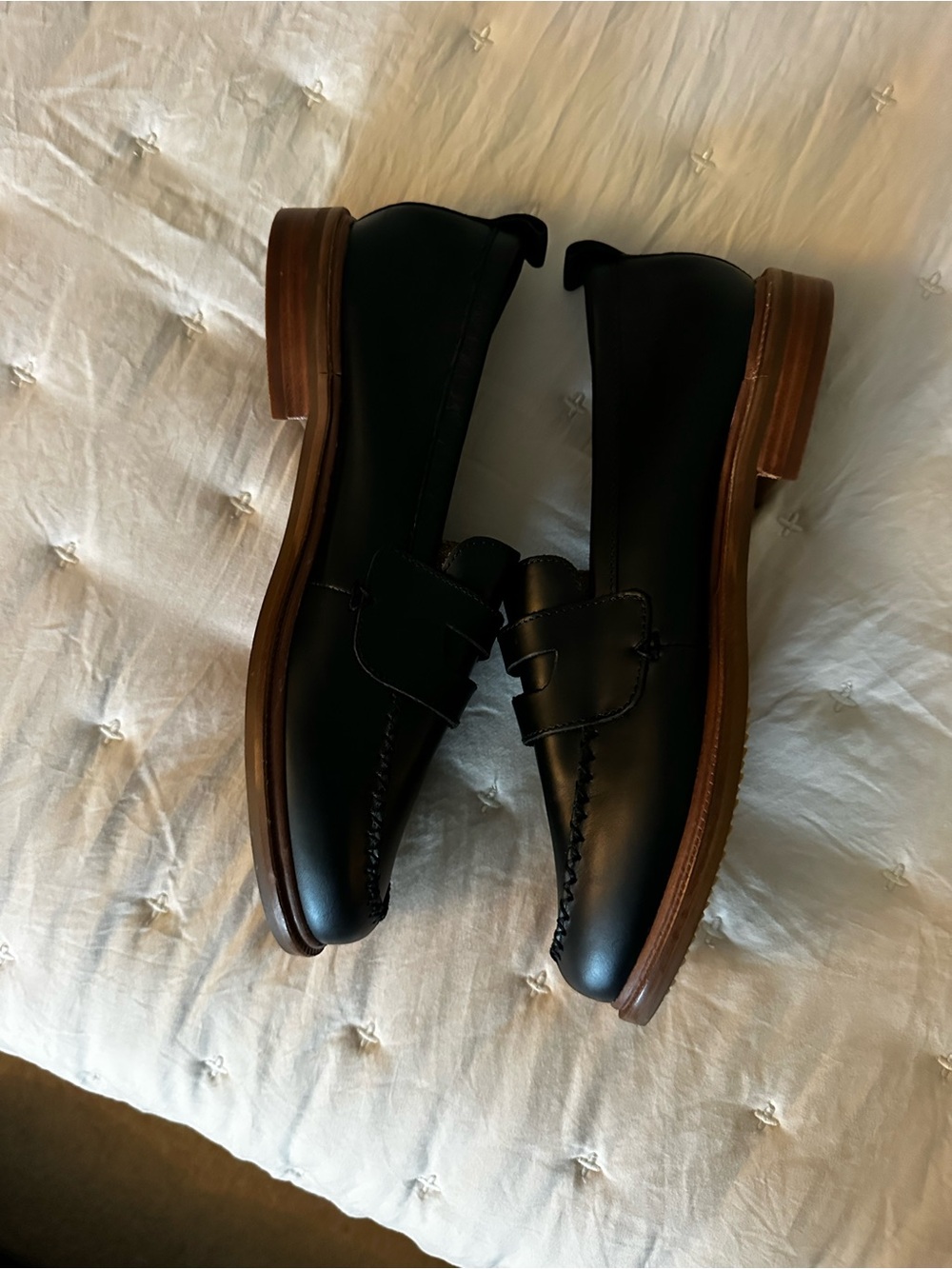 Kelsi Dagger Brooklyn Black Penny Loafers Whipstitch Detail Size 5 US / 35 EU - Picture 2 of 6